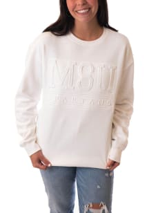 Gameday Social Michigan State Spartans Womens White College Lines Crew Sweatshirt