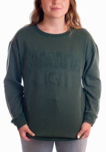 Gameday Social Michigan State Spartans Womens Green Easley Embossed Crew Sweatshirt