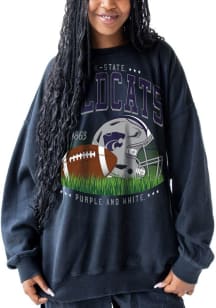 Gameday Social K-State Wildcats Womens Black Malone Crew Sweatshirt