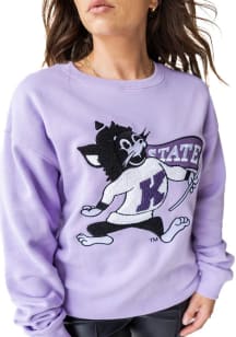 Gameday Social K-State Wildcats Womens Lavender Mascot Chenille Crew Sweatshirt