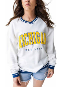 Gameday Social Michigan Wolverines Womens White Allen Arch Crew Sweatshirt