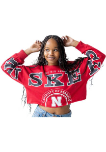 Gameday Social Nebraska Cornhuskers Womens Red Phipps Split Crew Sweatshirt