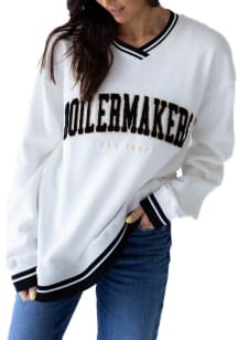 Gameday Social Purdue Boilermakers Womens White Allen Arch Crew Sweatshirt