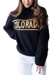 Gameday Social Colorado Buffaloes Womens Black Turtleneck Long Sleeve Sweater