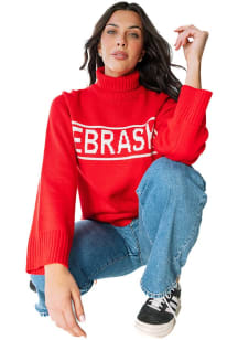 Gameday Social Nebraska Cornhuskers Womens Red Turtleneck Long Sleeve Sweater