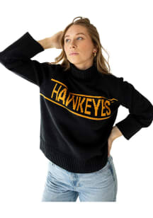 Gameday Social Iowa Hawkeyes Womens Black Turtleneck Long Sleeve Sweater