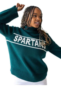 Gameday Social Michigan State Spartans Womens Green Rolled Turtleneck Long Sleeve Sweater