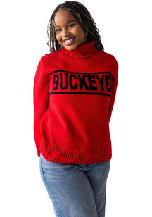 Gameday Social Ohio State Buckeyes Womens Red Turtleneck Long Sleeve Sweater