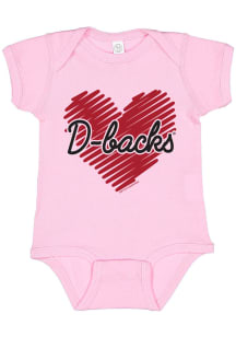 Arizona Diamondbacks Baby Pink Sketched Heart Short Sleeve One Piece