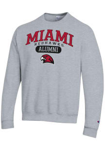 Champion Miami RedHawks Mens Grey Pill Box Alumni Powerblend Long Sleeve Crew Sweatshirt