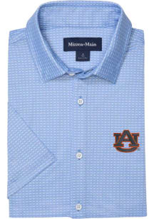 Mizzen+Main Auburn Tigers Mens Light Blue Haylard Woven Tile Short Sleeve Dress Shirt