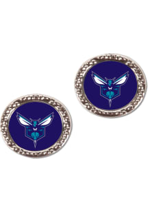 Charlotte Hornets Hammered Post Womens Earrings