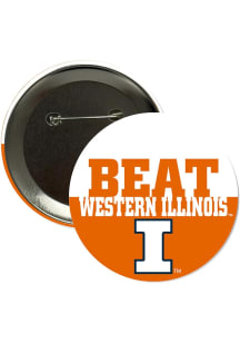 Illinois Fighting Illini BEAT Western Illinois 3" Button - Orange