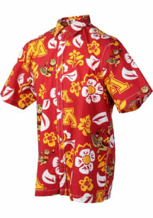Wes and Willy Minnesota Golden Gophers Mens Maroon Floral Short Sleeve Dress Shirt