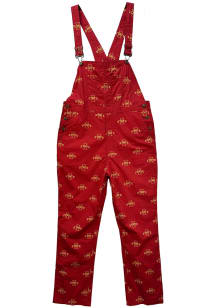 Wes and Willy Iowa State Cyclones Mens Red Allover Logo Overall Overalls