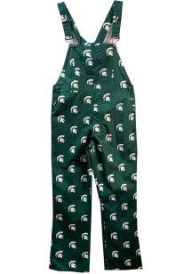 Wes and Willy Michigan State Spartans Mens Green Allover Logo Overall Overalls