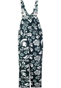 Wes and Willy Michigan State Spartans Mens Green Allover Hibiscus Overall Overalls