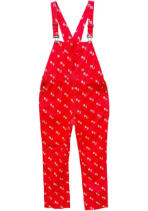 Wes and Willy Nebraska Cornhuskers Mens Red Allover Logo Overall Overalls