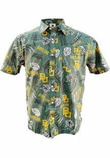 Wes and Willy Baylor Bears Mens Gold Vintage Wash Floral Short Sleeve Dress Shirt