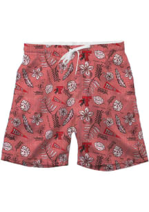 Wes and Willy Texas Tech Red Raiders Mens Black Vintage Floral Swim Trunks