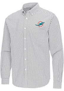 Antigua Miami Dolphins Mens Ash Ellis Long Sleeve Dress Shirt
