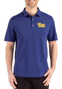 Cutter and Buck Pitt Panthers Mens Blue Advantage Refresh Short Sleeve Polo