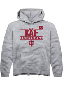 Cade Kaiser Rally Indiana Hoosiers Youth NIL Stacked Box Long Sleeve Player Hoodie Grey