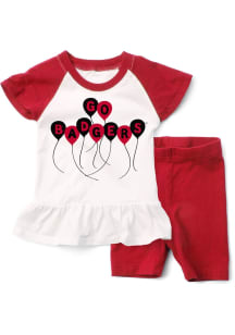Wes and Willy Wisconsin Badgers Infant Girls Red Balloon letters Set Top and Bottom