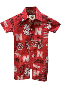 Wes and Willy Nebraska Cornhuskers Baby Red Primary logo Short Sleeve One Piece Polo