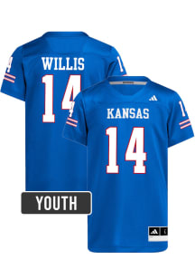 Jaron Willis Kansas Jayhawks Youth Royal Blue Adidas NIL Name And Number Football Jersey