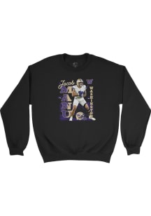 Jacob Manu Washington Huskies Mens Black Big Ten Media Days Custom Player Crew