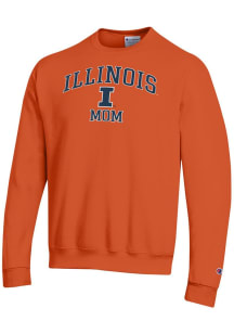 Champion Illinois Fighting Illini Mens Orange Mom Powerblend Long Sleeve Crew Sweatshirt