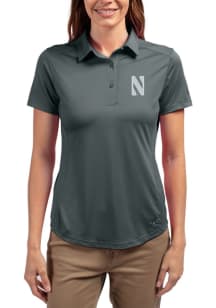 Cutter and Buck Northwestern Wildcats Womens Graphite Prospect Short Sleeve Polo Shirt