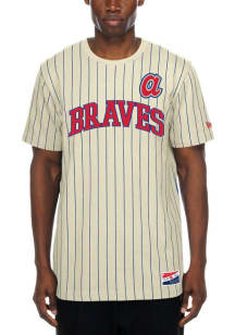 New Era Atlanta Braves White Throwback Pinstripe Short Sleeve Fashion T Shirt
