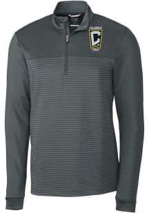 Cutter and Buck Columbus Crew Mens Graphite Traverse Stripe Long Sleeve Qtr Zip Pullover