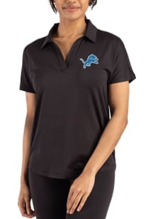 Cutter and Buck Detroit Lions Womens Black Coastline Short Sleeve Polo Shirt