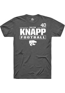 Dalton Knapp K-State Wildcats Dark Grey Football NIL Stacked Box Short Sleeve Player T Shirt