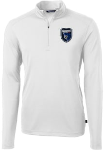 Cutter and Buck San Jose Earthquakes Mens White Virtue Eco Pique Big and Tall Qtr Zip