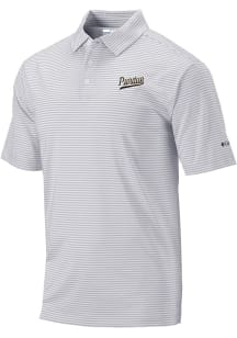 Columbia Purdue Boilermakers Mens Grey Vault Heat Seal Omni Wick Club Invite Short Sleeve Polo