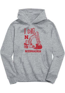 Vive La Fete Nebraska Cornhuskers Toddler Grey Excavator Long Sleeve Hooded Sweatshirt
