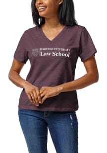 League Harvard Crimson Womens Maroon Intramural V Short Sleeve T-Shirt
