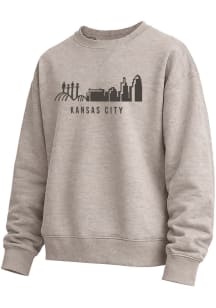 Kansas City Mens Khaki Skyline Long Sleeve Crew Sweatshirt