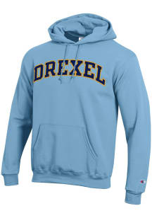 Champion Drexel Dragons Mens Blue Tackle Twill Arch Name Long Sleeve Hoodie