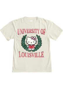 Blue 84 Louisville Cardinals Womens Ivory Hello Two Ways Short Sleeve T-Shirt