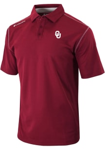 Columbia Oklahoma Sooners Mens Crimson Heat Seal Omni Wick Shotgun Short Sleeve Polo