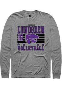 Cadence Lundgren K-State Wildcats Grey NIL Striped Long Sleeve Player T Shirt