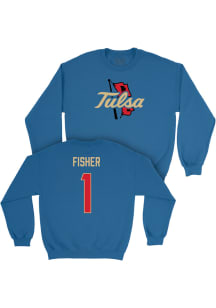 Haven Fisher   Tulsa Golden Hurricane Youth Blue NIL Legacy Long Sleeve Crew Sweatshirt