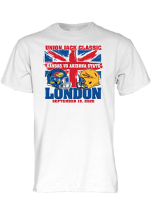 Blue 84 Kansas Jayhawks White Wideleap Football Short Sleeve T Shirt