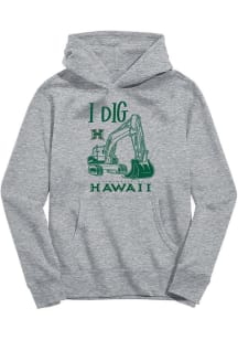 Vive La Fete Hawaii Warriors Toddler Grey Excavator Long Sleeve Hooded Sweatshirt