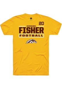 Kershawn Fisher Western Michigan Broncos Gold Football NIL Stacked Box Short Sleeve Player T Shirt